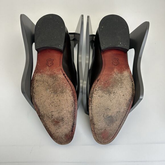 Savile Row London Penny Loafers Mens Sz 12 Dark Brown Leather Apron Toe Dress